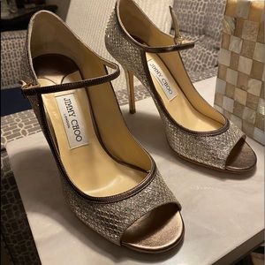 Jimmy Choo Peep 👀 toe Mary Janes. Never Worn out.